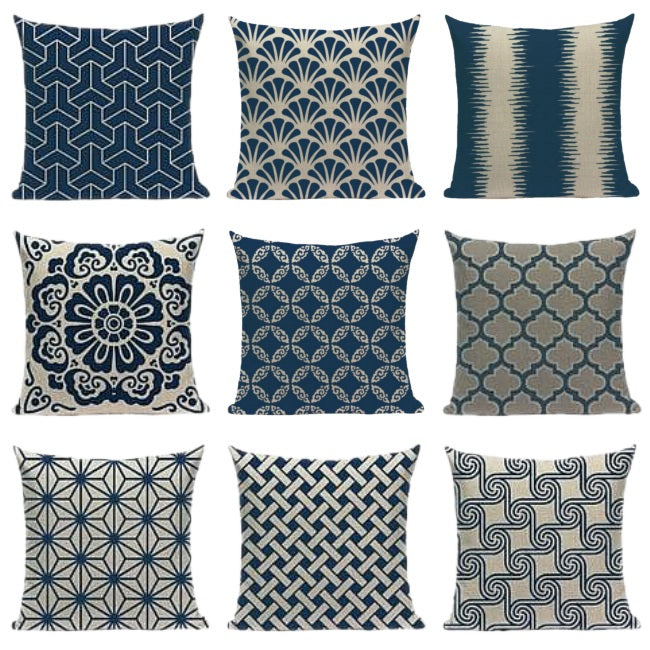 oriental-blue-geometric-floral-pillow-cushion-cover